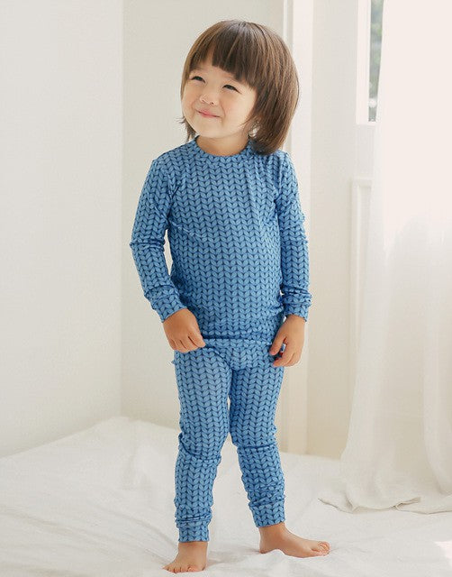 Cozy Knit Blue Long Sleeve Pajama