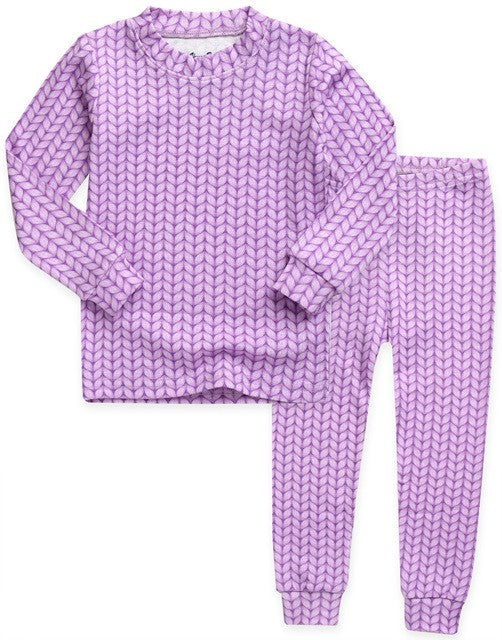 Cozy Knit Light Purple Long Sleeve Pajama