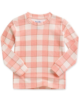 Window Check Peach Long Sleeve Pajama