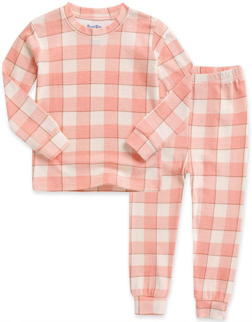 Window Check Peach Long Sleeve Pajama