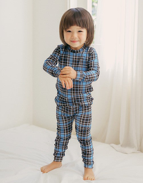 Tartan Check Blue Long Sleeve Pajama