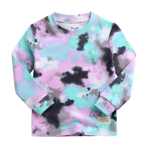 Tie Dye Lavender Black Long Sleeve Pajama