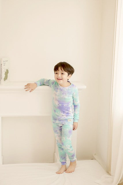 Tie Dye Blue Mint Sky Long Sleeve Pajama