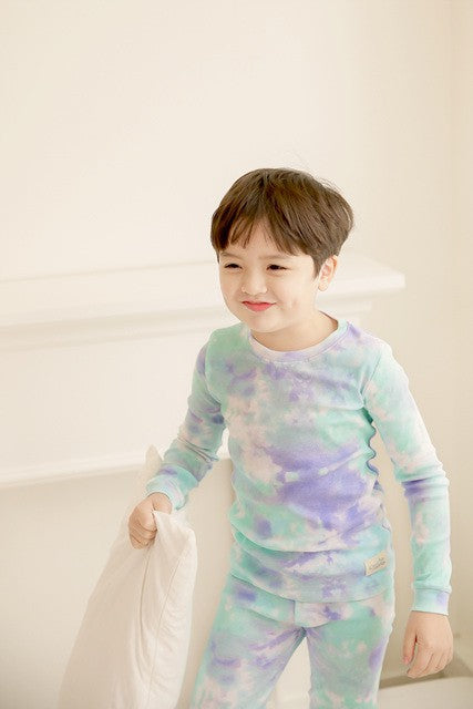 Tie Dye Blue Mint Sky Long Sleeve Pajama