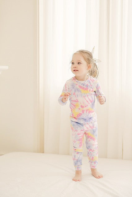 Tie Dye Blue Pink Yellow Long Sleeve Pajama