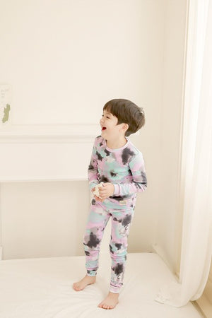 Tie Dye Lavender Black Long Sleeve Pajama