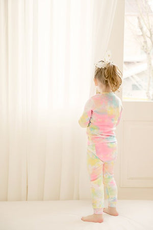 Tie Dye Rainbow Neon Pink Long Sleeve Pajama