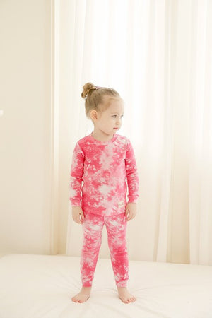 Tie Dye Coral Long Sleeve Pajama