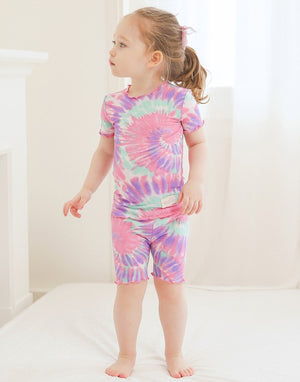 Tie Dye Purple Pink Bamboo Short Sleeve Pajamas