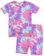 Tie Dye Purple Pink Bamboo Short Sleeve Pajamas