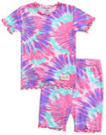 Tie Dye Purple Pink Bamboo Short Sleeve Pajamas