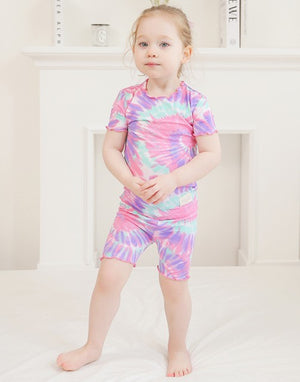 Tie Dye Purple Pink Bamboo Short Sleeve Pajamas