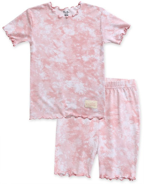 Tie Dye Powder Pink Bamboo Short Sleeve Pajamas