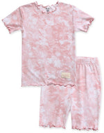 Tie Dye Powder Pink Bamboo Short Sleeve Pajamas