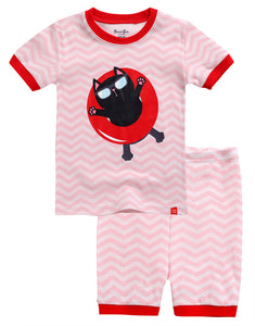 Tube Kitty Short Sleeve Pajamas