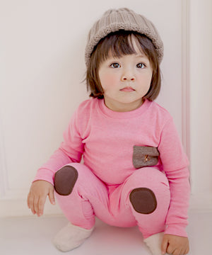 Pocket Pink Patch Long Sleeve Pajamas