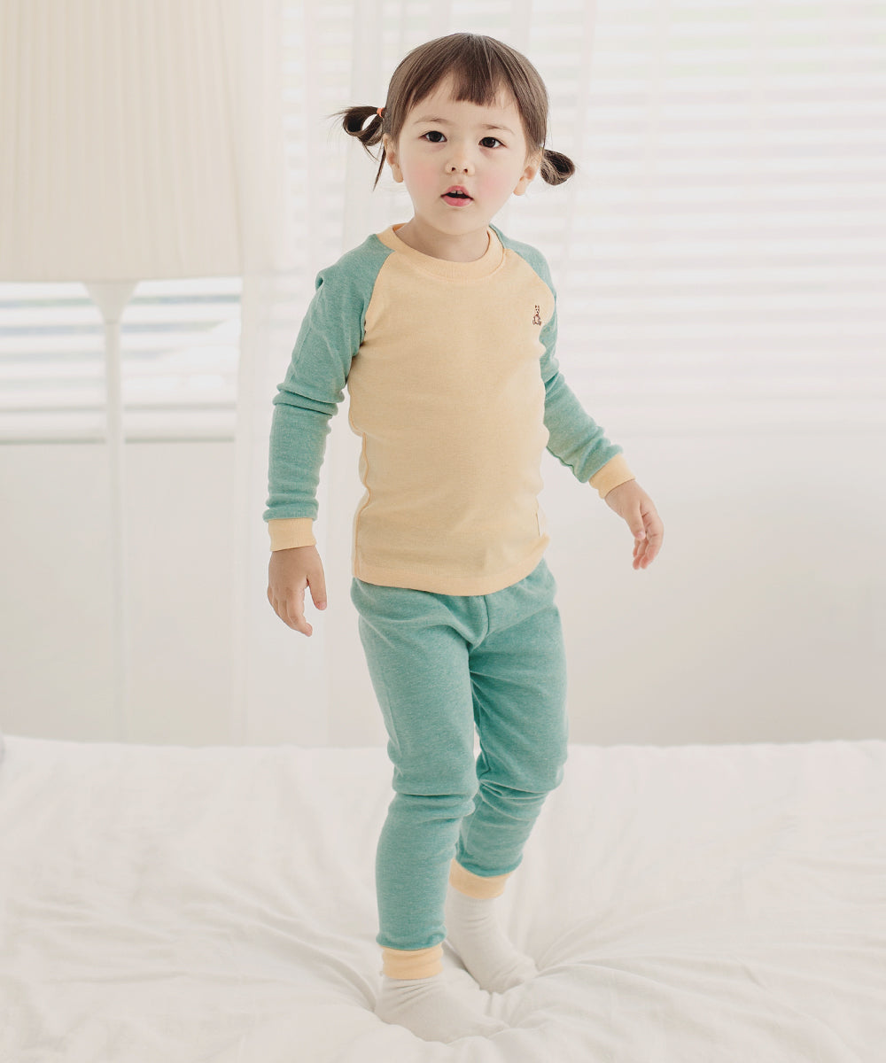 Raglan Yellow Long Sleeve Pajamas