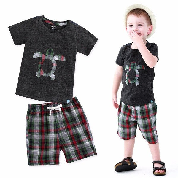 Turtle Charcoal Short Sleeve Tee & Shorts Set - Go PJ Party