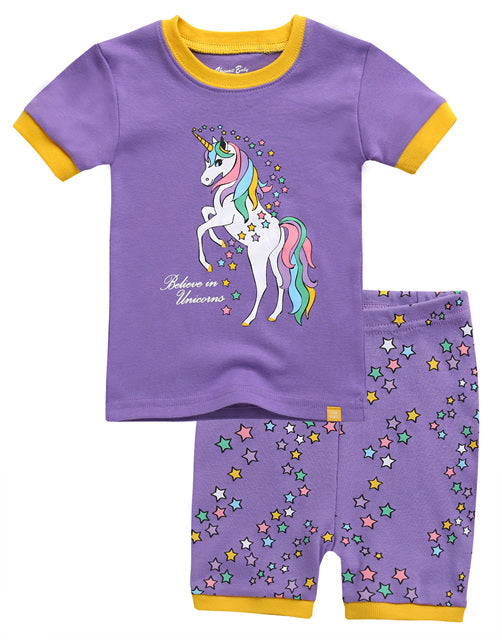 Purple Unicorn Short Sleeve Pajamas