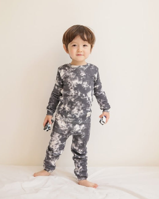 Tie Dye Charcoal Long Sleeve Pajama