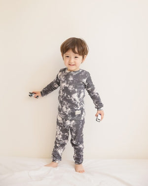 Tie Dye Charcoal Long Sleeve Pajama