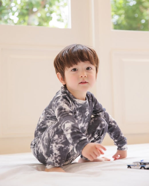 Tie Dye Charcoal Long Sleeve Pajama