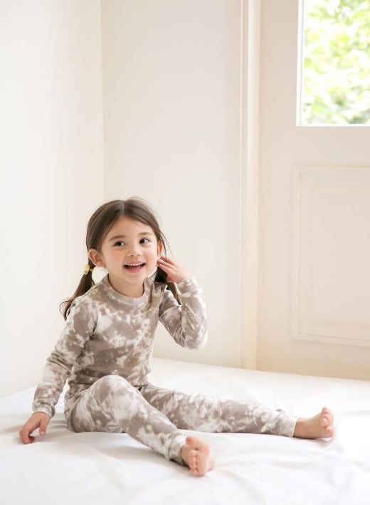 Tie Dye Beige Long Sleeve Pajama