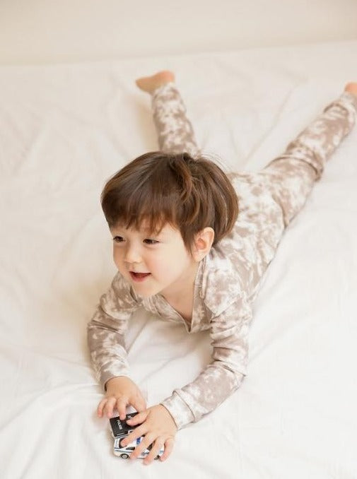 Tie Dye Beige Long Sleeve Pajama