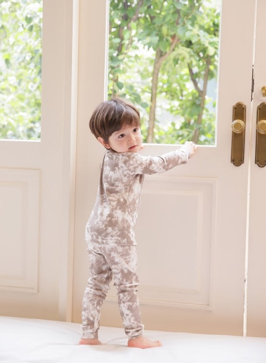 Tie Dye Beige Long Sleeve Pajama