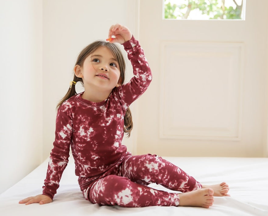 Tie Dye Burgundy Long Sleeve Pajama