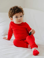 Rib Knit Red Long Sleeve Pajama