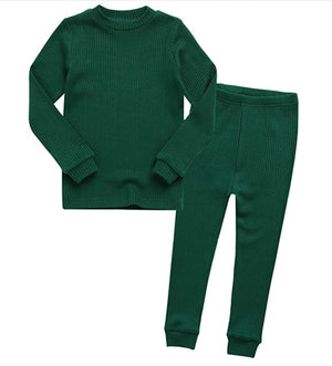 Rib Knit Green Long Sleeve Pajama