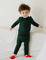 Rib Knit Green Long Sleeve Pajama