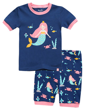 Mermaid Navy Short Sleeve Pajamas