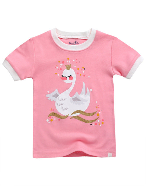 Pink Swan Short Sleeve Pajamas