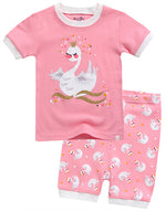 Pink Swan Short Sleeve Pajamas