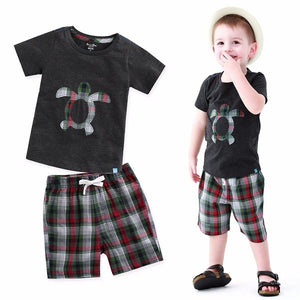 Turtle Charcoal Short Sleeve Tee & Shorts Set - Go PJ Party