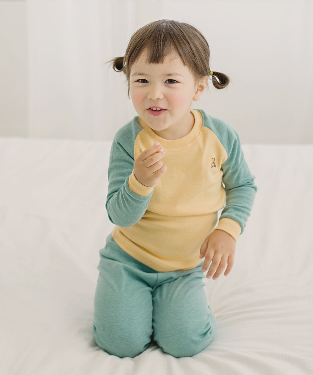 Raglan Yellow Long Sleeve Pajamas