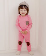 Pocket Pink Patch Long Sleeve Pajamas