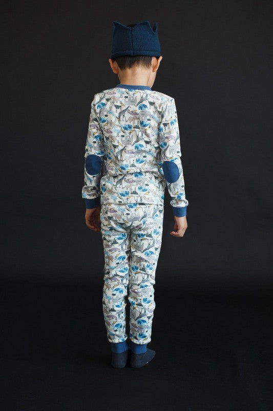 Zoo Animal Long Sleeve Pajama (Yellow/Blue)