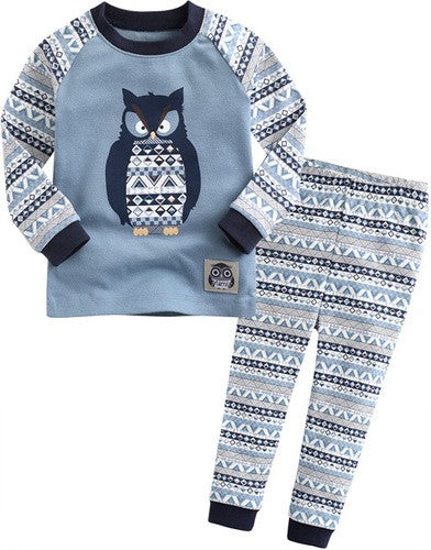 Scandi Penguin & Owl Long Sleeve Pajama (Blue/Pink)