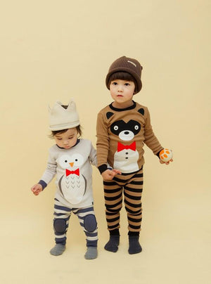 Tie Raccoon Long Sleeve Pajama