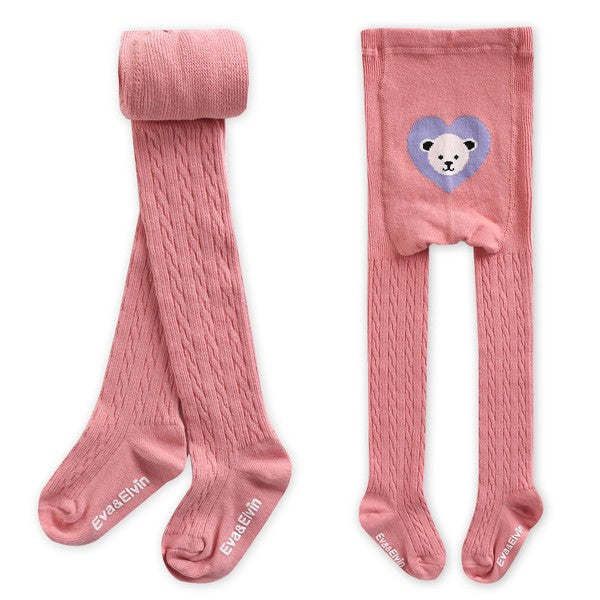 Beary Big Heart Tights (Black/Ivory/Neon Pink/Rose Pink) - Go PJ Party