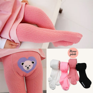 Beary Big Heart Tights (Black/Ivory/Neon Pink/Rose Pink) - Go PJ Party
