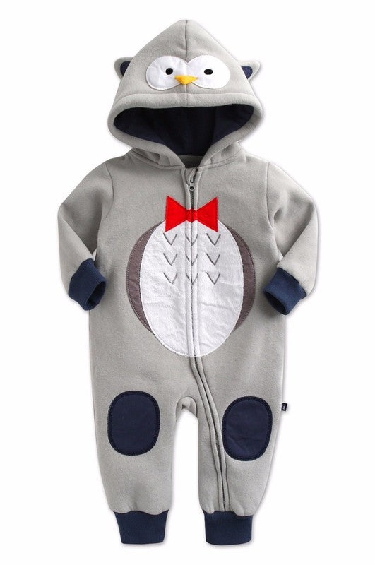 Tie Owl Baby Fleece Hoodie - Go PJ Party