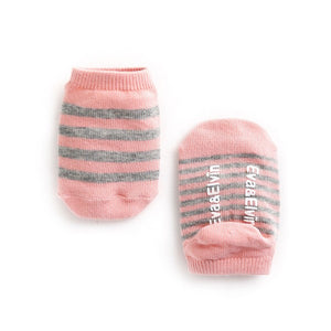 Sporty Striped Ankle Socks (Charcoal/Navy/Pink)