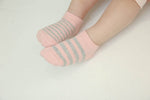 Sporty Striped Ankle Socks (Charcoal/Navy/Pink)