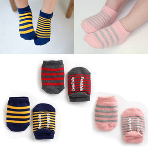 Sporty Striped Ankle Socks (Charcoal/Navy/Pink)