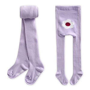 Flower Tights (Black/Ivory/Plum/Purple) - Go PJ Party