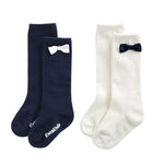 Nana Ribbon Knee Socks (Navy/Ivory) - Go PJ Party